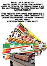 Model railway truck Decals 1:87 multiple decals (SECOND LISTING MORE DECALS)
