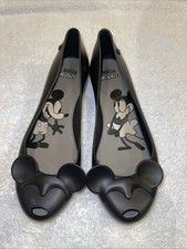 RARE Melissa x Disney Micky Mouse Minnie Mouse Black Flat Pump Shoes UK 6