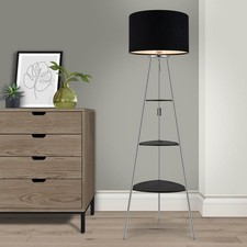 Floor Lamp 3 Shelves Black