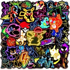 50 Pokemon Laptop Home Wall Window Kids Bedroom Fridge Stickers Pikachu UK NEW