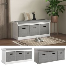 Shoe Bench with Seat, Shoe Storage Bench with Fabric Drawers