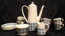 Vintage Royal Tuscan Fine Bone China ‘Charade’ Blue Wedgwood Coffee Set