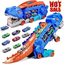Dinosaur Truck Car Transport Carrier with 12 Small cars toy For Kids Xmas Gifts