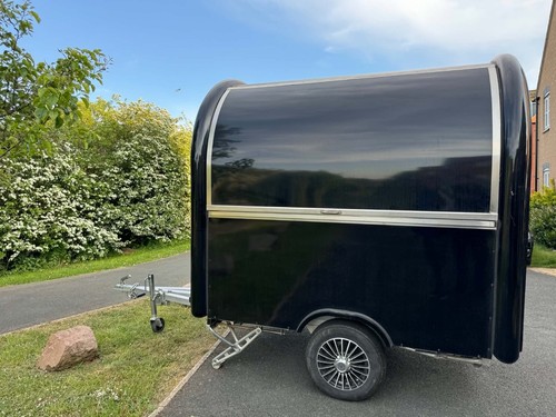 Black retro style food trailer - food,