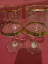 Charles and Diana 1981 Royal Wedding Set of 2 Etched Glasses with Gold Detailing