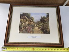 Cottages By The Leat Print by Daniel Sherrin in a Dark Wood Frame 