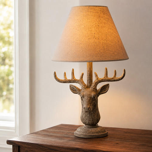 Stonewashed stag head table - stonewashed,