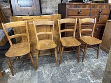 Set Of 4 Dining Chairs Antique Victorian Elm & Beech Farmhouse Kitchen Chairs 