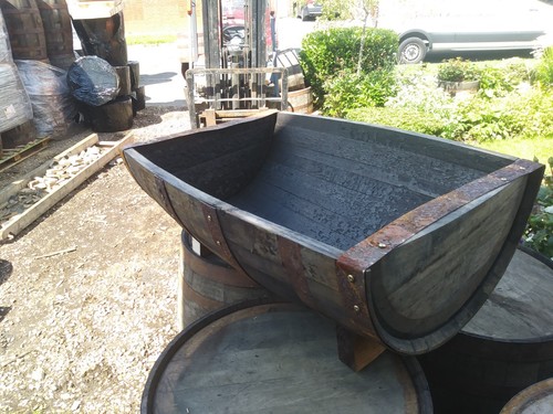 Oak whiskey barrel trough - whiskey,
