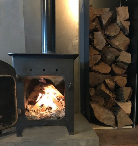 Woodburning stove shed - stove, wood