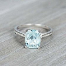 3ct Cushion Blue Aquamarine