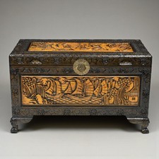 Chinese carved chest trunk - chinese,