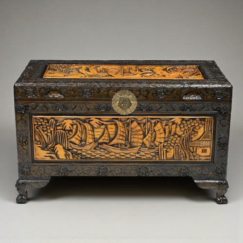 Chinese carved chest trunk - chest,