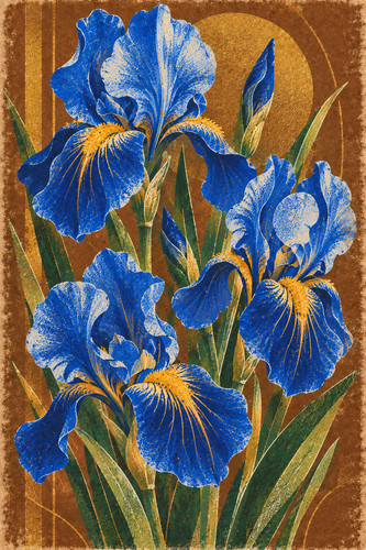 Iris flower risograph - 46.,