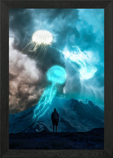 Jellyfish Space World Framed