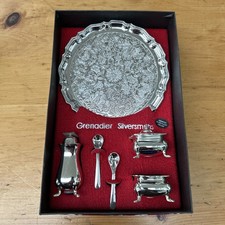 Vintage 7 Piece Silver-plated Cruet Set - Grenadier Silversmiths England
