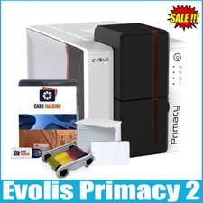 Evolis Primacy 2 Fire Red Single ID Card Printer & Supplies Bundle Badge Machine