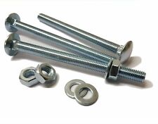 M8 CARRIAGE BOLTS WITH NUTS & WASHERS CUP SQUARE COACH SCREWS ZINC PLATED (8mmØ)