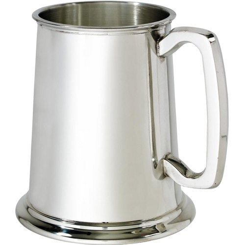 Pewter glass bottom tankard - glass,