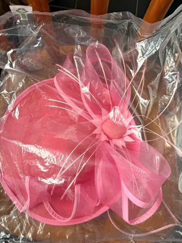 Pink mesh flower fascinator - mesh,