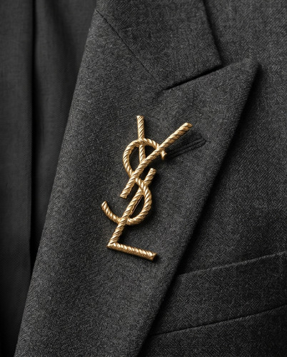 Auth ysl brooch logo gold - , 3