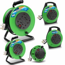 4 Way Gang Socket Extension Heavy Duty 5/10/15/25/50m Cable Reel Electrical Lead