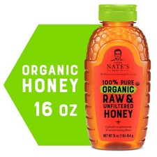 Nature Nate's Organic Honey: 100% Pure, Raw and Unfiltered Honey - 16 fl oz Glut