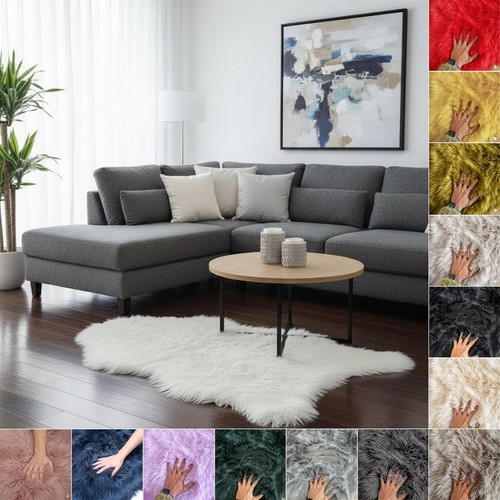 Faux rabbit fur rug soft - rug,