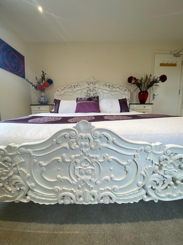 White rococo bed frame solid - white,
