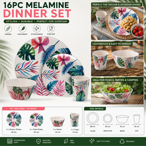 16pc melamine dinner set - 16pc,