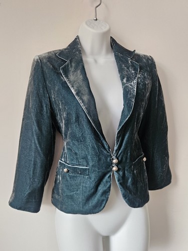 Blue silk velvet blazer - m&s,