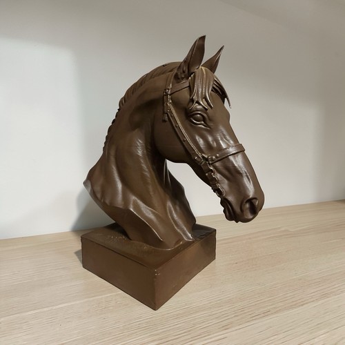 Brown horse head statue - statue, animal