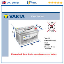 Car Battery E38 Varta 100 750A