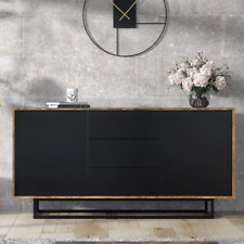 Sideboard 140cm | Rustic Modern | Industrial | Loft Style | Black Matt Fronts |