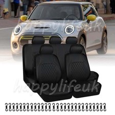 For Mini Cooper For BMW Black Soft Fabric Front & Rear Car Seat Covers Full Set