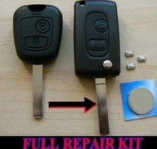 FOR PEUGEOT 2 BUTTON FLIP REMOTE KEY CASE 107 207 307 206 306 406 REPAIR KIT NG 