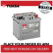 12V Car Battery, Type 063H, Yuasa YBX5012, 54Ah 500CCA Sealed Calcium