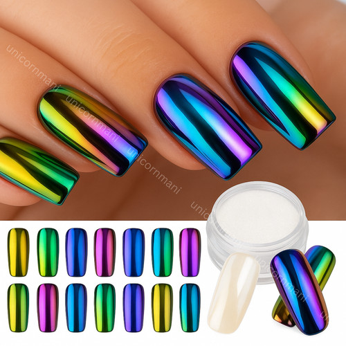 Chameleon mirror nails - chameleon,