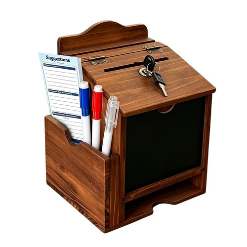 Wood suggestion box with slot - wood,