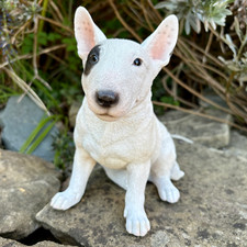 Vivid Arts English Bull Terrier White Black EBT Garden Ornament Dog Statue Gift