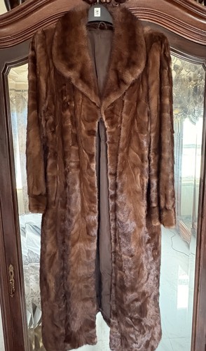 Genuine mink fur coat long - coat.,