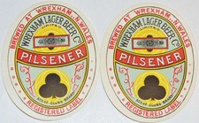 2x Vintage & Mint Wrexham Lager Beer Co. ACE OF CLUB Brand Pilsener Label Wales