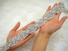 Pearls Diamante Bridal Belt Chain Rhinestone Costume Ribbon Evening Dress Motif