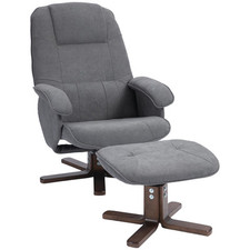 HOMCOM 360°  Swivel Recliner Chair with Footstool and Wooden Base, Grey