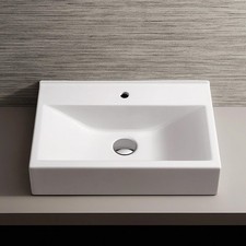 450mm Countertop Bathroom Basin Ceramic Wash Sink Bowl Rectangular Gloss White