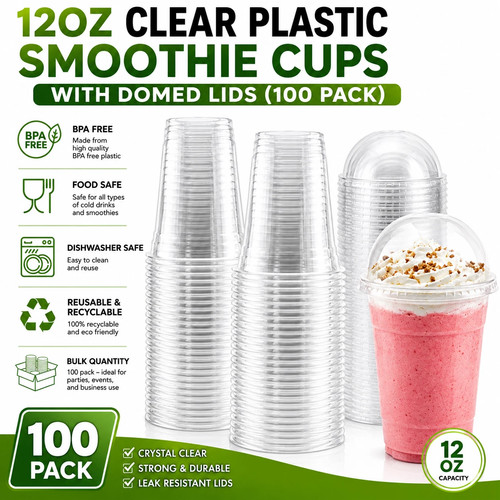 Clear pet smoothie cups - pet, dome