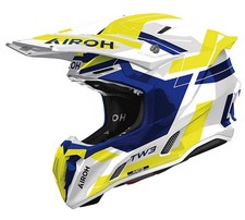 CASCO HELMET MOTO CROSS ENDURO AIROH TWIST 3 DYNASTY GIALLO BLU GLOSS 22.06 TG M