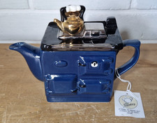 SWINSIDE THE TEAPOTTERY NOVELTY TEAPOT - RAYBURN RANGE COOKER BLUE