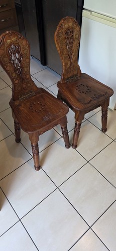 Antique carved wooden chair - wooden,