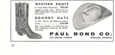 Paul Bond Boots In Tiger Baby Sharkskin Donhoy Hats Nogales AZ Vtg Mag Print Ad